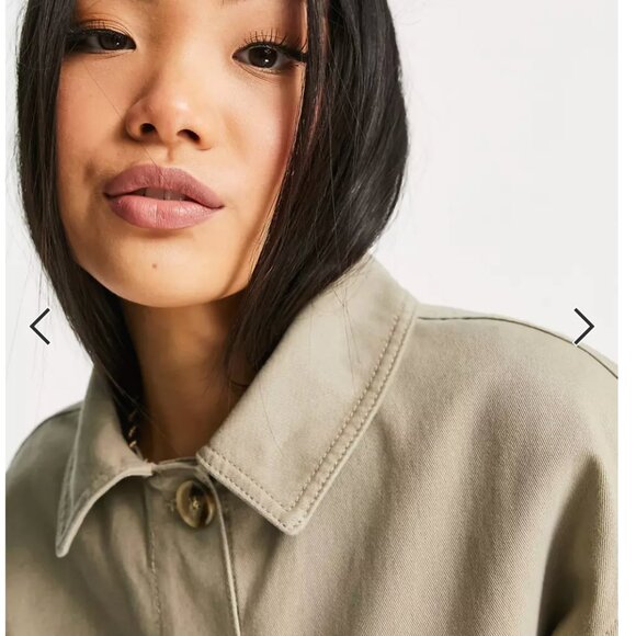 ASOS | Cotton Shacket in Light Khaki, Oversized Chore Shirt Jacket Sz. S - Picture 9 of 12
